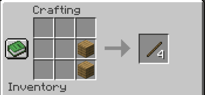 Step-by-Step Process to Craft Sticks Using the Crafting Menu - Illustration for How to Make a Stick in Minecraft: A Simple Step-by-Step Guide