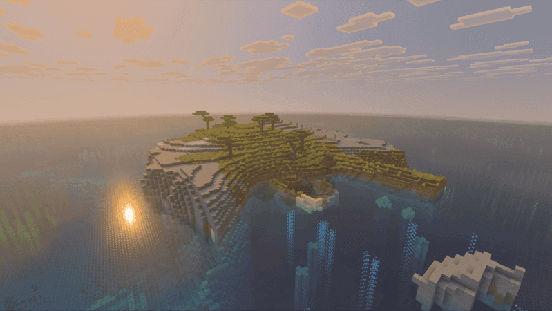 3#. Savanna Village Island - Illustration for Best Minecraft Seeds for Bedrock 1.21.130: Top Picks for Adventure