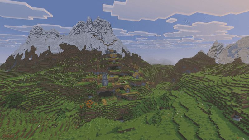 1#. Deep Dark Mountain and Villages - Illustration for Best Minecraft Seeds for Bedrock 1.21.130: Top Picks for Adventure