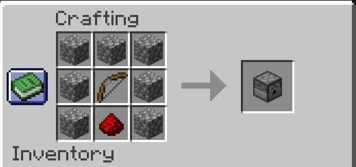 Dispenser Crafting Recipe illustrated for The Ultimate Guide on How to Make a Dispenser in Minecraft