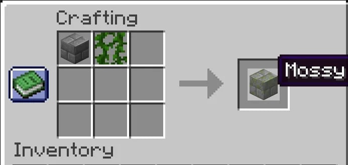 Make Mossy Stone Bricks illustrated for The Ultimate Guide on How to Make Stone Bricks in Minecraft