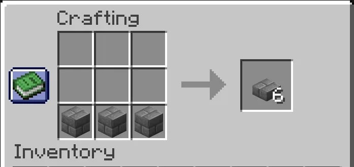 Make Stone Brick Slabs illustrated for The Ultimate Guide on How to Make Stone Bricks in Minecraft