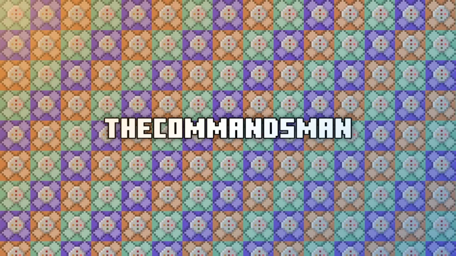 The Commands Man channel banner over a tiled command block pattern