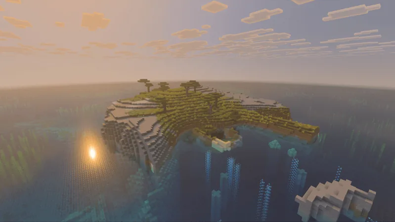 3#. Savanna Village Island - Illustration for Best Minecraft Seeds for Bedrock 1.21.130: Top Picks for Adventure